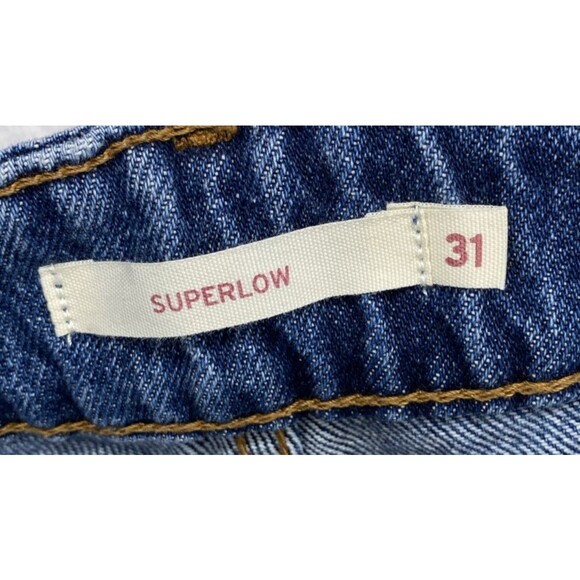 Levi's Superlow Jeans Women's Blue Denim Relaxed Fit W31 L32 Boot Cut Western - Picture 8 of 16